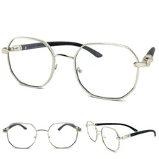 Men CLASSY Elegant Sophisticated Retro Clear Lens EYE GLASSES Silver Metal Frame