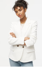 J.Crew 188 Womens Cotton Blend Textured Blazer White Size 00 BY941