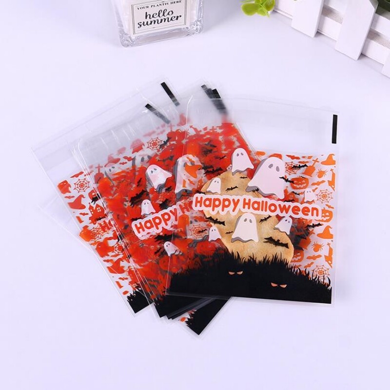 2022 Halloween Sellado Celofán Fiesta Caramelo Dulce Galleta Bolsas de Regalo Calabaza