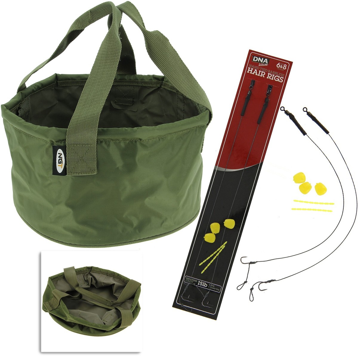 Fishing Groundbait Bowl Hand Tied Barbless Hair Rig Set Fake