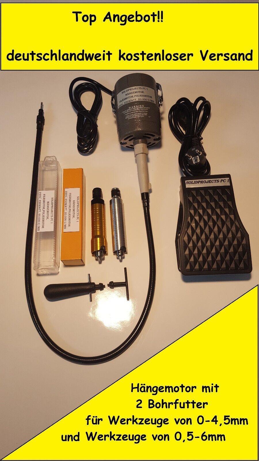 Hanging Motor with 2x Chuck up to 6mm, Polishing Motor, Flexible Shaft, Milling Machine