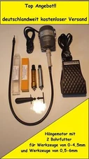 Hängemotor mit 2x Bohrfutter bis 6mm, Poliermotor, biegsame Welle, Fräsmaschine