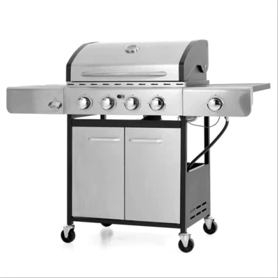 CAPTIVA DESIGNS Gas Grill Four Burners Side Burner Propane Stainless Steel Cast Iron Grates