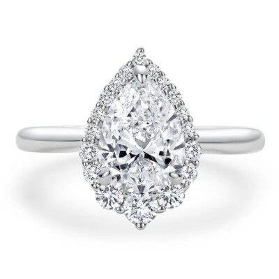 Birne 2 kt Laborgefertigter Verlobungsring 18 K Gold D Farbe Diamant Test bestanden US: 8