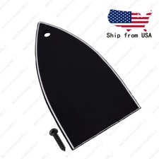 1 Hole 3Ply Shape Corner Plastic Guitar Truss Rod Cover Plate Black with Screws
