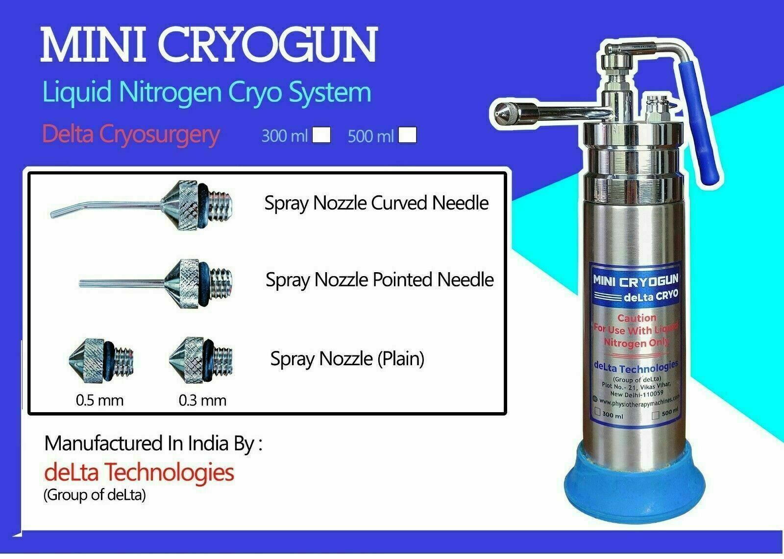 300 ML Capacity Liquid Nitrogen Cryo Spray Cryo Freeze Sprayer For