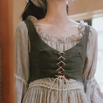Medieval Women Waistcoat Renaissance Lady Vest Victorian Lace Up