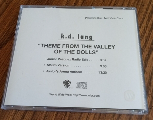 K.D Lang Theme From The Valley Of The Dolls Warner Bros.--Promo CD--RARE--Great! - Picture 2 of 5