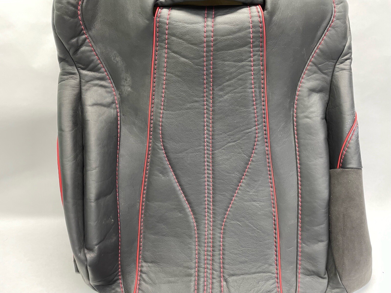 OEM Aston Martin DB9 Passenger Seat Leather Back Upper Cover Black Red Stitching