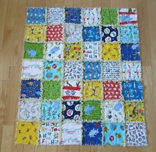 Dr Seuss Fabric Toddler Rag Quilt - Baby Blanket Large 39 x 45 inches Cat in the
