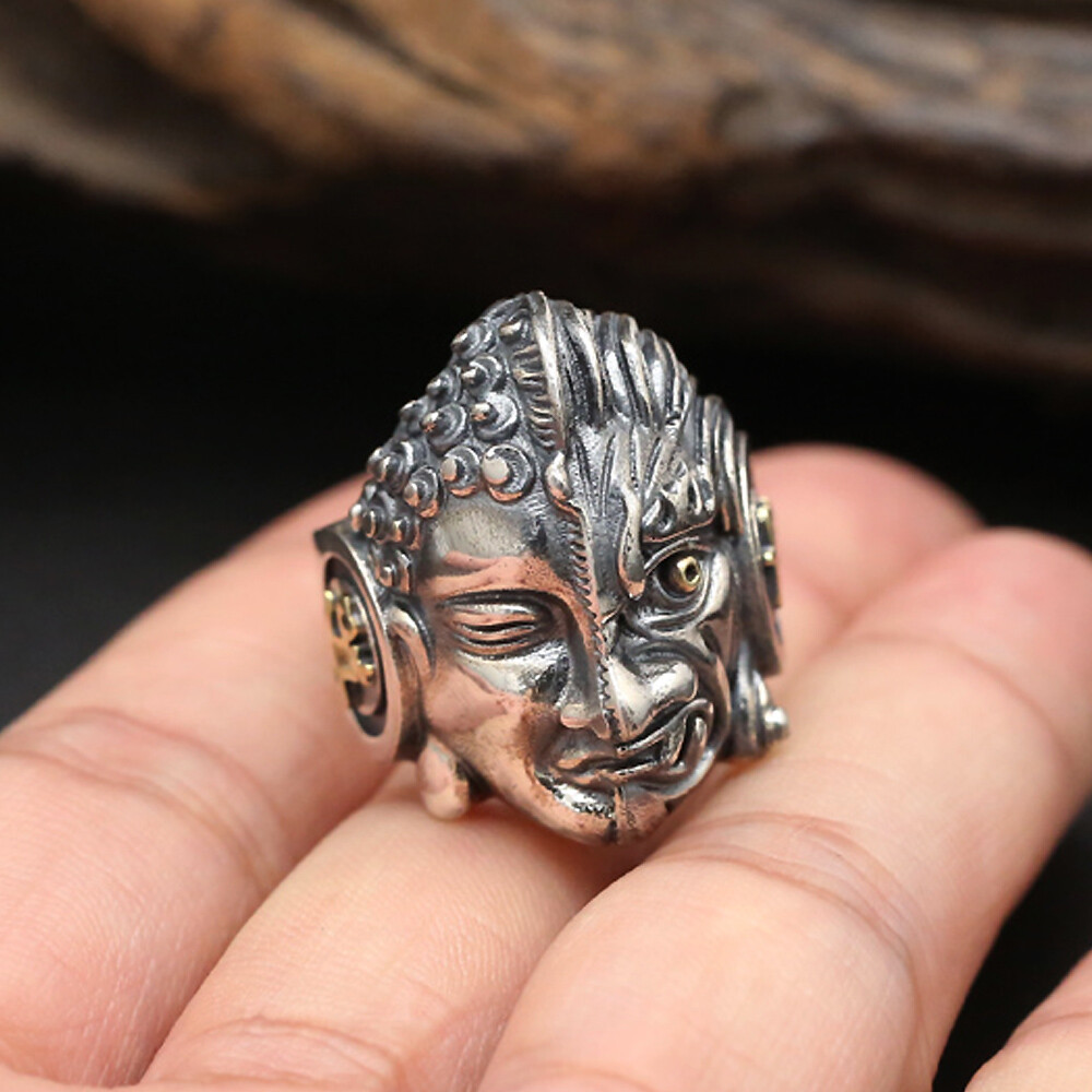 925 Sterling Silver &Brass Buddhism Good and Evil Buddha