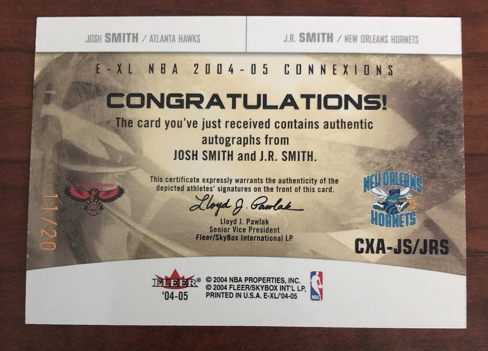 Autógrafo doble Fleer Connexions 2004-05 JR Smith / Josh Smith 20/11 Foto 4 de 4