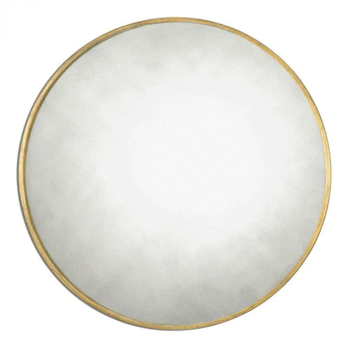 Junius Antique Gold Leaf Round Wall Vanity Mirror 43" ~ Uttermost 13887 - Picture 3 of 11