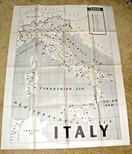ENORME MAPA ILUSTRADO ITALIA COLONIAS EUROPEAS ITALIANAS EN INDUSTRIAS ÁFRICA 1951 - Imagen 7 de 12