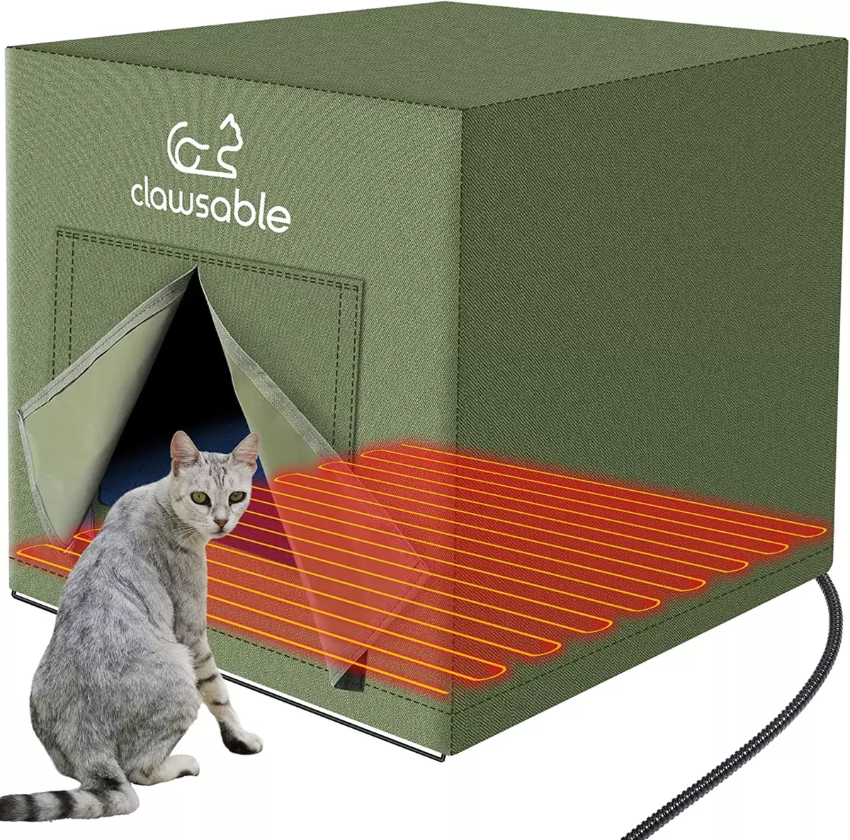 Large Heated Cat House for Outdoor Cats in Winter, Anti-Soaking Insulated  Cat Ho