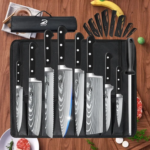 Professional Knife Set Chefs Knife Culinary Kitchen Butcher Knives with Scissors