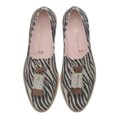 PRETTY BALLERINAS BETTE LOAFERS IN TAUPE/ZEBRA