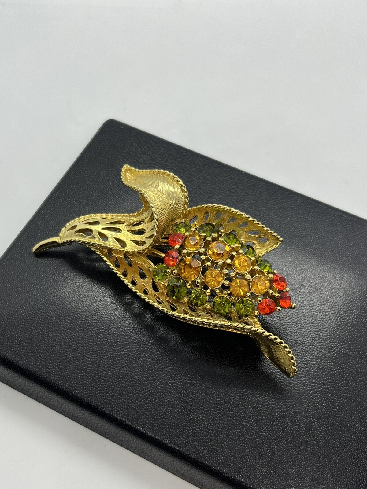 Unsigned Lisner multi colored rhinestone gold ton… - image 5