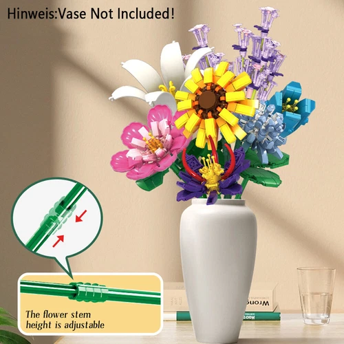 1064 Tlg. Blumen Bausteine Set Blumenstrauß Bauklötze Bauspielzeug für Erwachsen - Bild 3 von 12