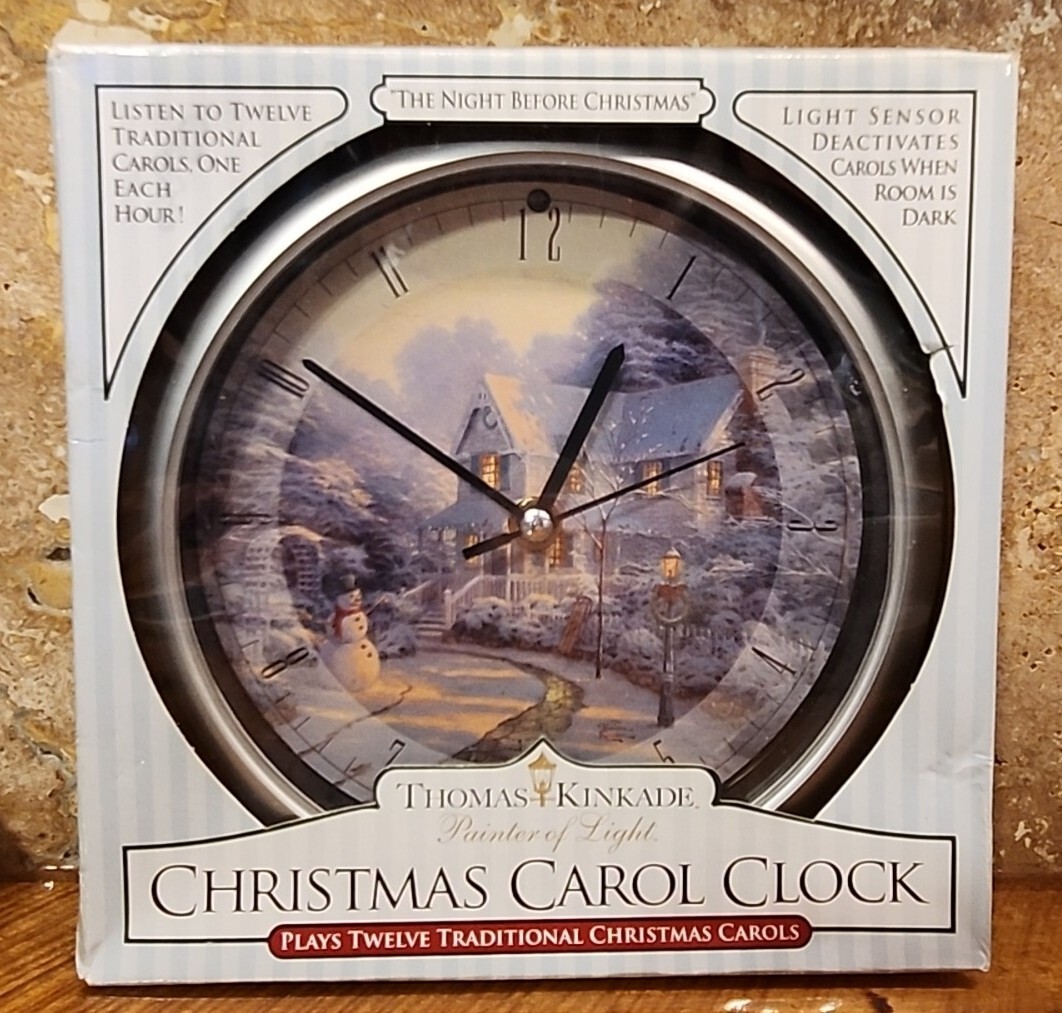 2004 Thomas Kinkade Christmas Carol Clock Plays 12 Carols for sale