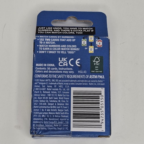 DOS Go! Pocket-Sized Card Game Travel Mini For On The Go Play Mattel Games - Picture 4 of 6