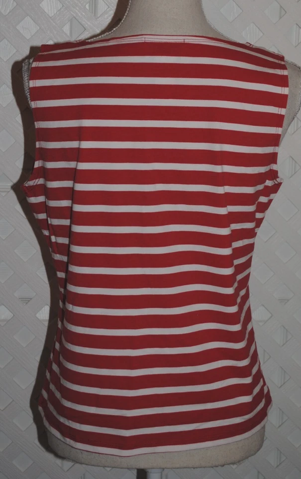 Camiseta sin mangas RANDOLPH DUKE The Look para mujer M a rayas rojas y blancas NUEVA Foto 3 de 4