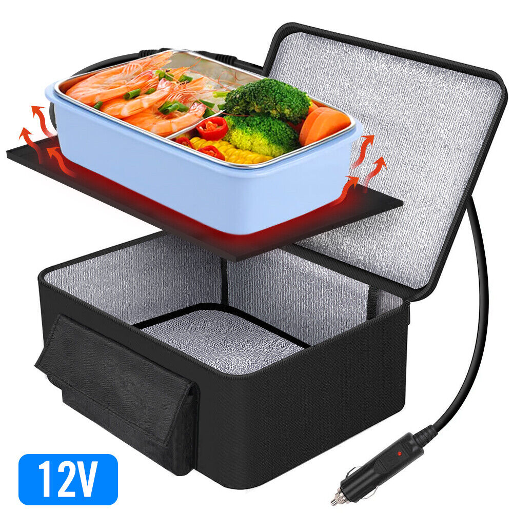 Portable Food Warmers Electric Heater Lunch Box Mini Oven 12V Car Power Black, Size: 9