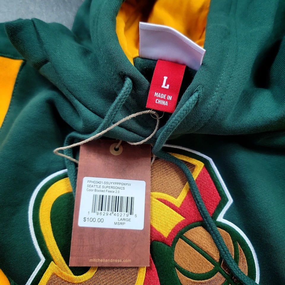 100% Authentic Seattle Supersonics Mitchell & Ness Hoodie Mens - kemp payton - Image 3 of 4