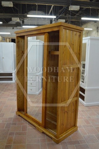 HANDMADE SOLID PINE BALTIC SHELVED MIRRORED SLIDER IN LIGHT OAK (NOT FLATPACKED) - Picture 5 of 8