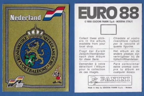 SCUDETTO CALCIATORI PANINI EURO 88 - NUOVO/NEW - N.212 - NEDERLAND