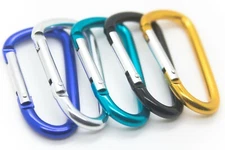 50 pcs 3" Carabiner Spring D Clip Key Chain D Shape Black Blue Teal Gold Silver