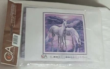 Collection D'Art Needlepoint Printed Tapestry Canvas Horses at Dawn 41 x 41 cm