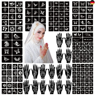 ChurlChurl Henna Tattoo Schablone Kit, 24 Blatt Henna Schablonen