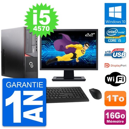 PC Fujitsu E920 Dt Bildschirm 22 " Intel i5-4570 RAM 16Go Scheibe 1To Windows 10