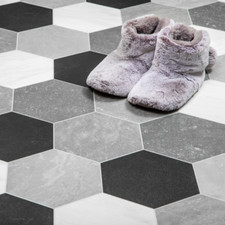 Tile Effect Vinyl Roll Flooring 2m / 4m Width Cushioned Lino Stylish Flooring