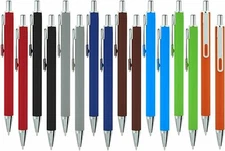 Soft Rubberized Smooth Touch Ballpoint Writing Click Pen, Assorted, 16 pack