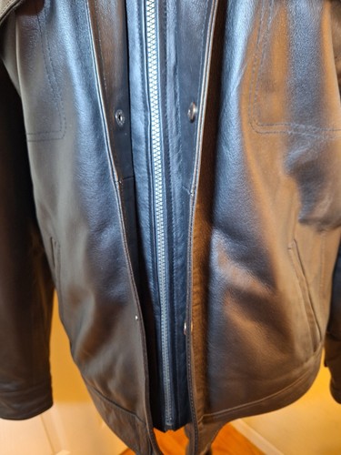 Chaqueta Bomber de Cuero Negra Para Hombre Talla Grande Forro Acolchado EMC - Imagen 4 de 11