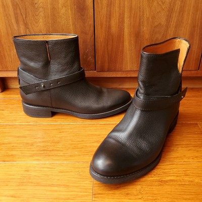 Biker Black Leather Moto Ankle Boots 