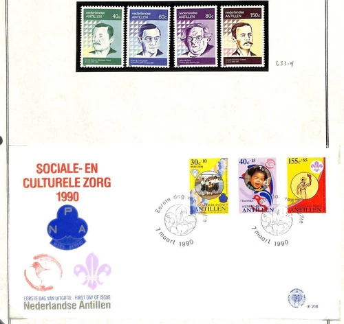 NETHERLANDS ANTILLES BOY SCOUTS SCOTT #631-34 STAMP SET & B271-73 ON FDC  MNH