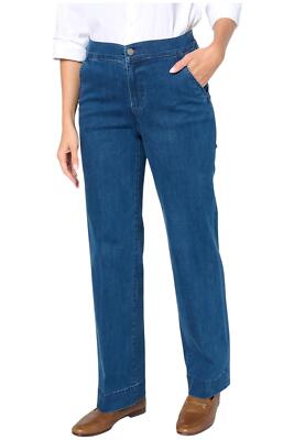 Denim & Co. Women's Signature Indigo Perfect Flex Trouser Jean Med Wsh