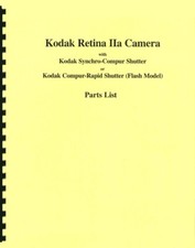 Kodak Retina IIa Camera Parts Manual with Exploded Views Reprint