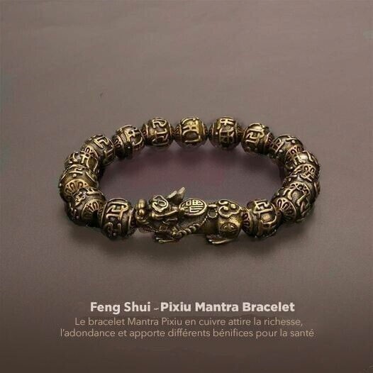 Bracelet Pixiu Feng Shui en cuivre véritable pour attirer l'abondance