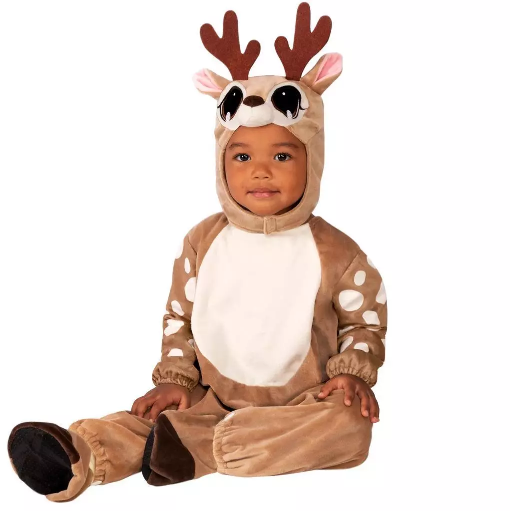 Baby Boys Girls DEER Costume Size 0 6 6 12 months Reindeer Hood Tail Booties NWT