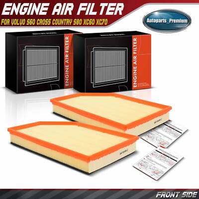 2x Engine Air Filter for Volvo XC60 15-17 S60 15-18 XC70 15-16 S80 07-10 15-16 