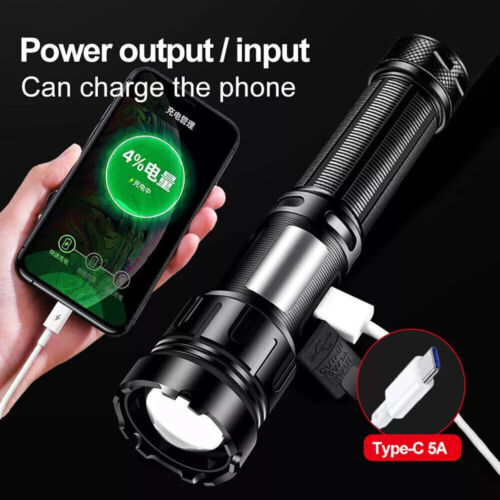 100000000LM Super Bright LED Tactical Flashlight USB Rechargeable LED Work Light - Picture 4 of 20