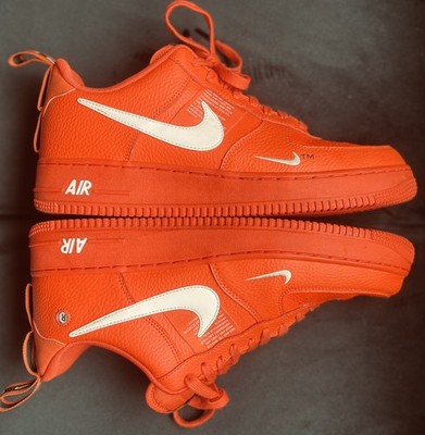 NIKE Air Force 1 Orange, Black & White Leather Sneakers Men's 12