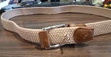 WOMEN'S LEATHER COVERED BUCKLE, WOVEN STRETCH BELT, 1-1/4" Wide, 2XL