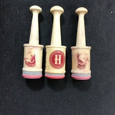 Three Spindle Rubber Stamps Monogram letters C, H, S. H is unused