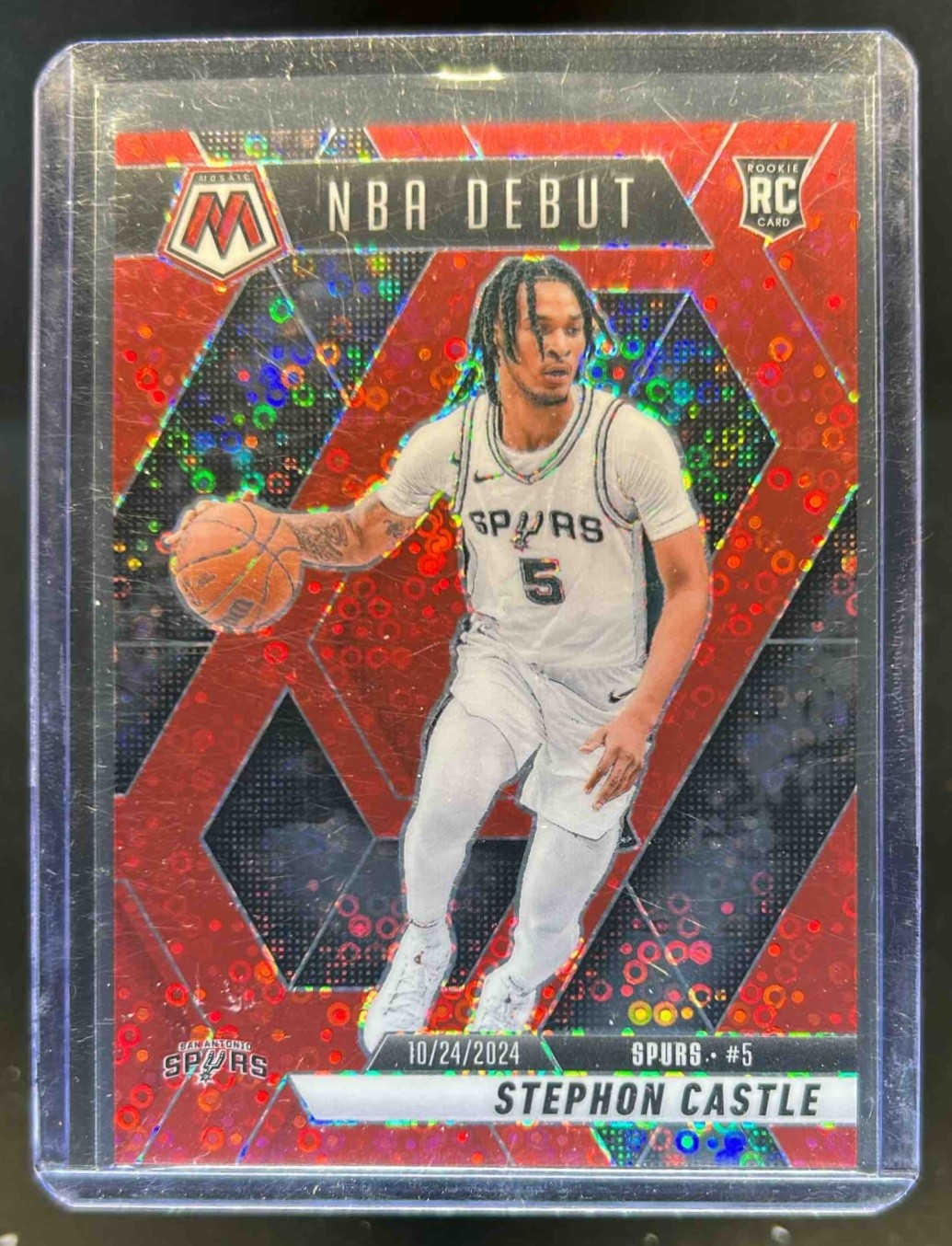 2024-25 Mosaic Stephon Castle RC Fast Break Red NBA Debut #92/99 Spurs