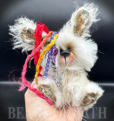 Tofu ein 6-7 Zoll Mohair Alice im Wunderland weißes Kaninchen von Bears of Bath
